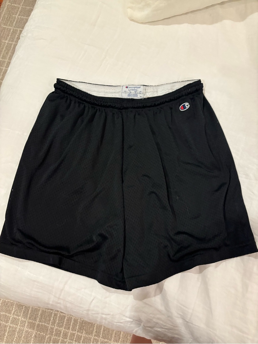 Champion Black Men's Athletic Mesh Shorts with Logo